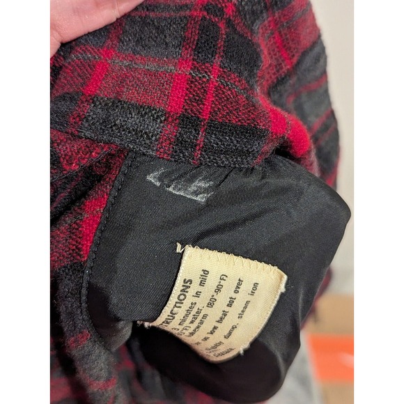 Vintage 1960's Pendleton Plaid Long Sleeve Button Up Wool Board Shirt Small - Picture 10 of 13